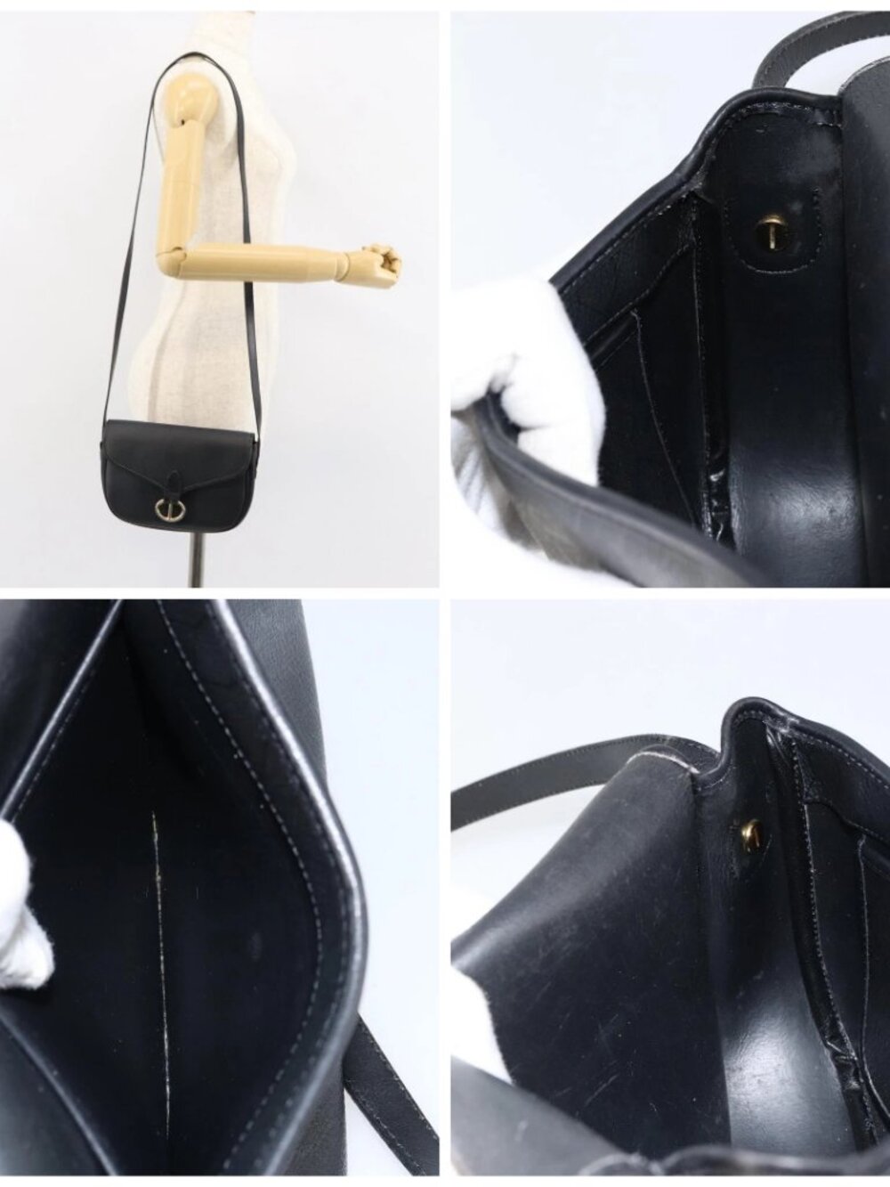 Christian Dior Honeycomb Canvas Shoulder Bag PVC Black Gold - Picture 16 of 16